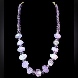 Vintage Gold Filled Purple Amethyst Gemstone Estate Necklace